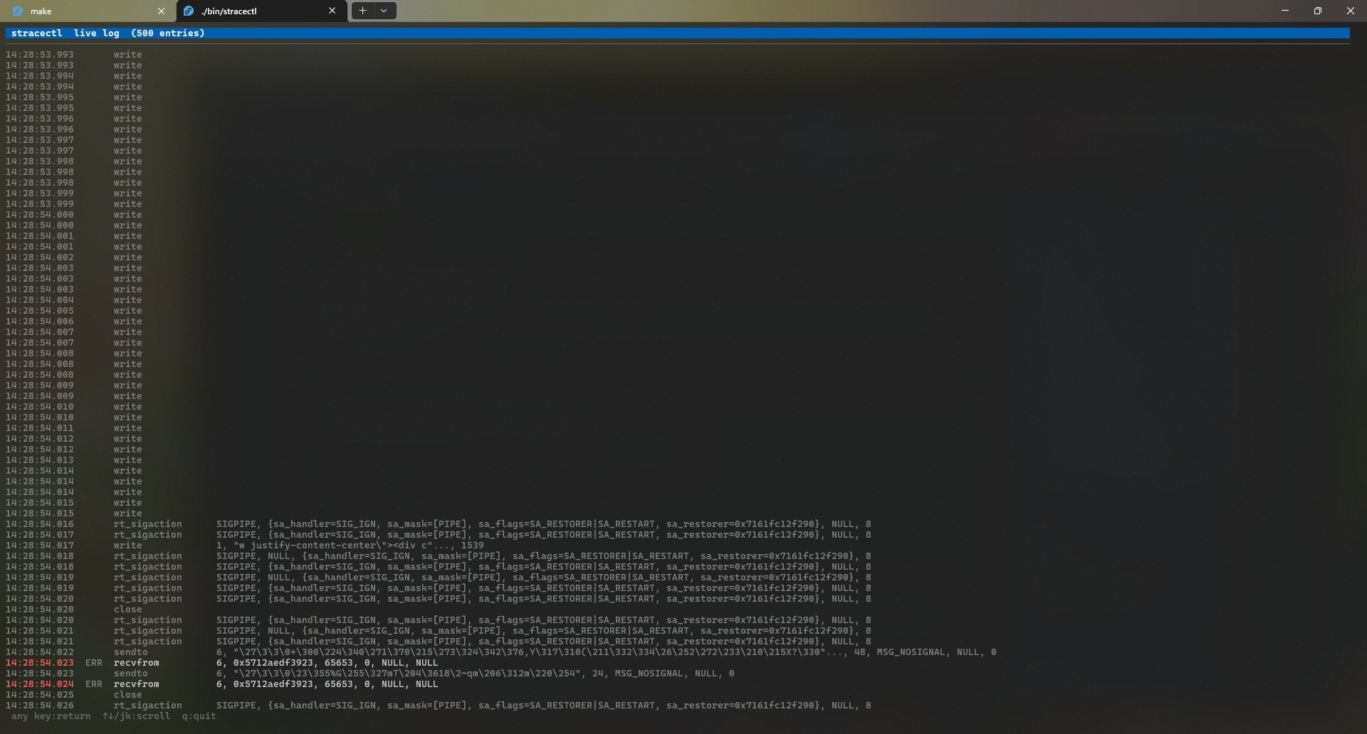 stracectl TUI live log